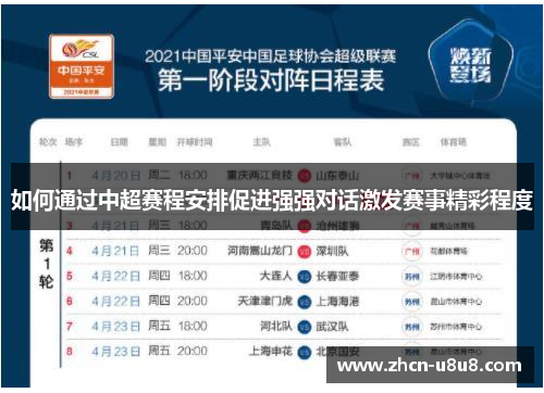 如何通过中超赛程安排促进强强对话激发赛事精彩程度